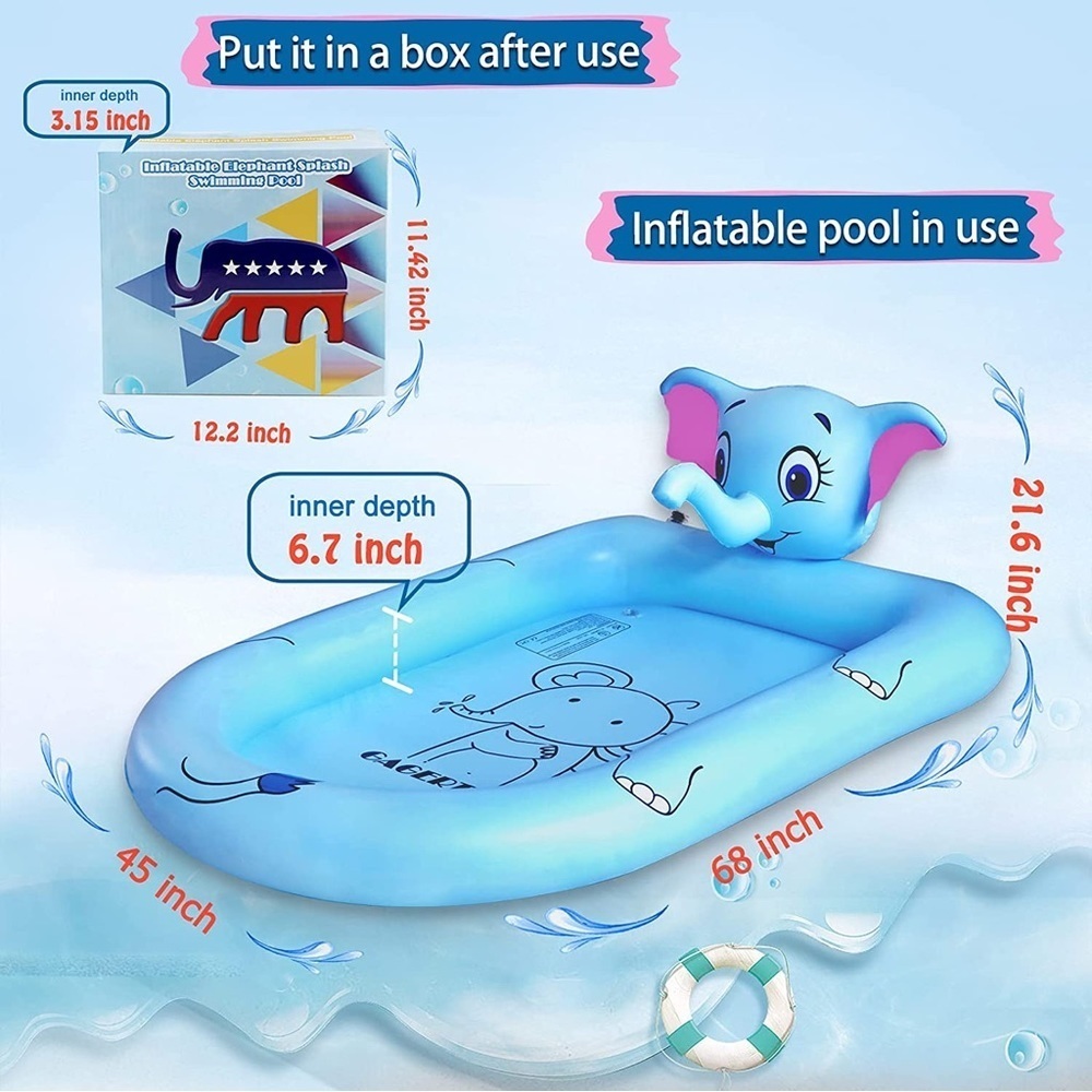 New 68" Splash Pad for Kids Pool with Sprinkler Outdoor Toy Pink or Blue - Picture 5 of 14